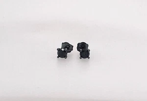 14K Gold Black Rhodium Round Black Diamond Martini Stud Earrings 0.25ctw - Picture 1 of 4