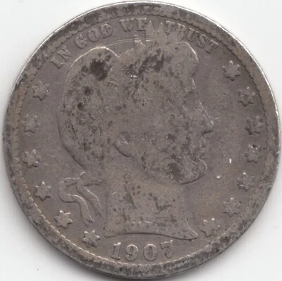 1907 S Barber Quarter, G+ - Image 1 of 3