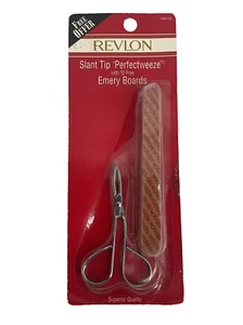 Revlon 1536-05 Slant Tip 'Perfectweeze' Tweezer with 10 Emery Boards Vintage NOS - Picture 1 of 6
