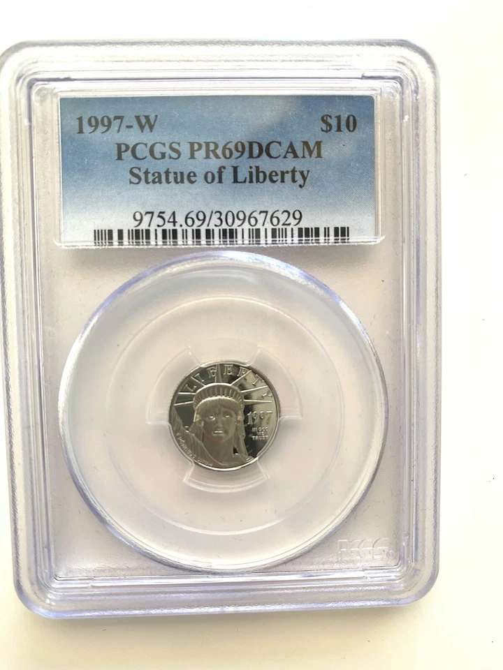 1997-W $10 STATUE OF LIBERTY AMERICAN EAGLE PROOF 1/10 OZ PLATINUM PCGS PR69DCAM - Image 1 of 3
