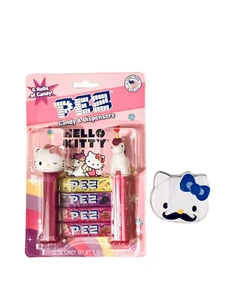 Hello Kitty & Einhorn Pez Spender 4 Rollen mit Süßigkeiten Stacheln Süßigkeiten Sanrio NEU - Bild 1 von 6