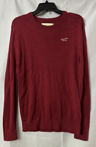 NWT Hollister California Mens Long Sleeve Pullover Casual Red Sweater Size Small