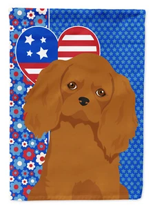 Cavalier Spaniel Ruby USA American Flag Garden Size WDK5156GF - Picture 1 of 3