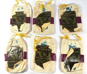 6 Vintage Genuine Bull Durham Smoking Tobacco Pouches with Labels (Grp1) - Picture 1 of 2