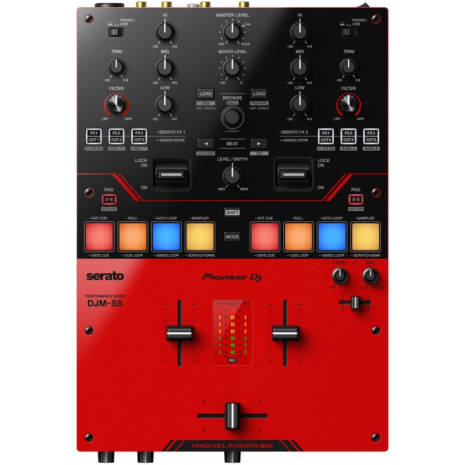 PIONEER DJM-S5 Scratch-style 2-channel DJ mixer (gloss red) - Image 1 of 4