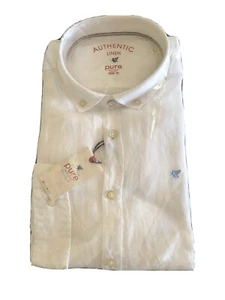 Pure Hemd 3801-550 Casual Leinen Hemd Slim Fit Weiss Langarm Button-Down-Kragen - Bild 1 von 3