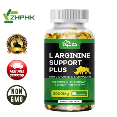 ZHPHK L-ARGININE 3000mg Muscle Growth Nitric Oxide Softgel Amino Acid Capsules x 60