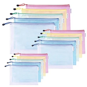 30 Pack Mesh Zipper Pouch Document Bag, A3|A4|A5 Size, Each Size 10PCS, 5 Col... - Picture 1 of 7