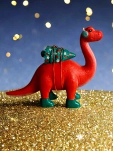 VENDIDO COMO ESTÁ AnKYO Rojo Cuello Largo Brontosaurus Navidad 5" Figura Vinilo E2-96 - Imagen 1 de 6