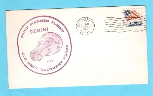 GEMINI 3 - Prime Recovery Ship  USS Intrepid CVS-11 -  March 23, 1965 - Image 1 of 1