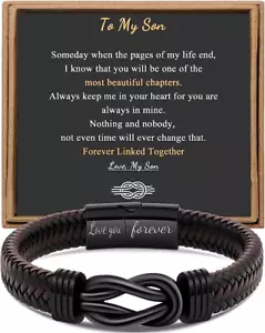 Gift for Men Infinity Bracelet for Men Dad Husband Boyfriend Son Grandson Brothe - Picture 1 of 7