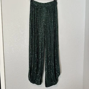 Nuevo Pantalón Zara $89 Lentejuelas Verdes Globo Edición Limitada Pequeño Mediano 9380/005 - Imagen 1 de 7