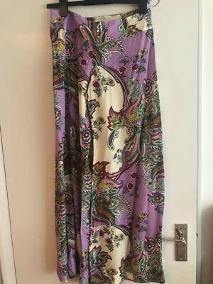 BEAUTIFUL RIVER ISLAND WIDE LEGGED LILAC FLORAL TROUSER SIZE 8 EXCELLENT COND. - Image 1 of 4