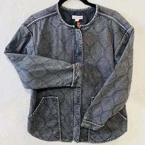 Knox Rose Women Shirt Jacket Sweater Top Thick Flannel Zipper Size Small Gray - Picture 1 of 12