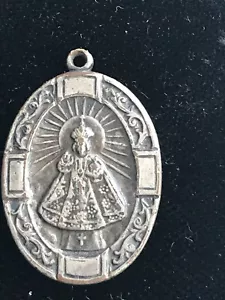 Vintage Silver Tone Religious Medal Pendant - Picture 1 of 2