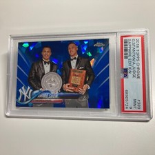 Giancarlo Stanton / Aaron Judge 2018 Topps Chrome Sapphire Card #389 PSA 9 MINT