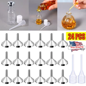24x Small Metal Funnel Fills A Vial or Container with Sprayer of Perfume Liquid - Picture 1 of 13