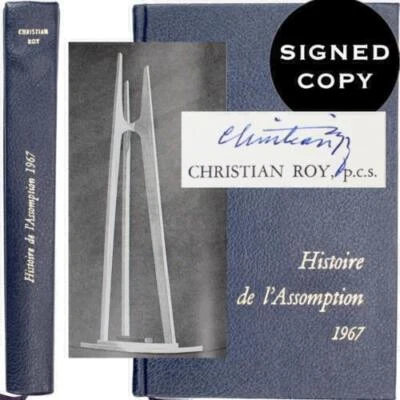 QUEBEC MONTREAL L'ASSOMPTION HISTORY FRENCH TEXT MAPS CHURCHES SIGNED LEATHER - Image 1 of 4