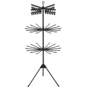 70" Folding Freestanding Tripod Laundry Drying Rack w/ 24 Clips & 32 Rods - Picture 1 of 10