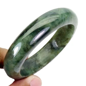 Bangle Jadeite Jade Myanmar 330.35ct 15x9mm Natural Handicraft Gemstone 7.5 Inch - Picture 1 of 13