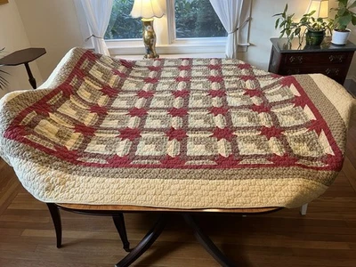 Edredón de algodón vintage Cracker Barrel Woodbrooke Queen colores otoño 88 X 90 Foto 1 de 4