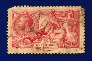 1915 SG409 5s Bright Carmine De La Rue N67 (1) Fair Used Cat £400 clks - Bild 1 von 3