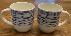 Two Ellen Degeneres Royal Doulton London White, Blue Coffee Tea Mugs 16oz NICE! - Picture 1 of 4