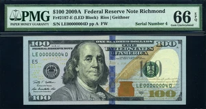 2009A $100 FRN L E00000004D P.M.G #66EPQ - Picture 1 of 3