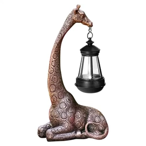 Giraffe Solar Lights, Yard Animal Resin Figurine Lantern Backyard Ornaments Gift - Picture 1 of 9