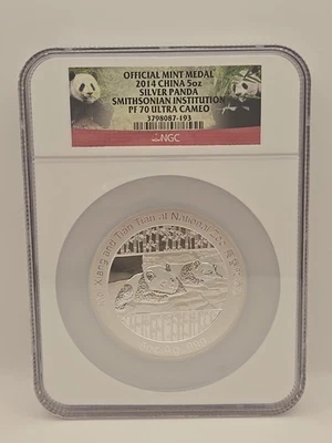 2014 China 5oz Silver Panda - Smithsonian Institution - NGC PF70 Ultra Cameo - Image 1 of 4