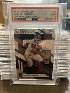 2021 Chron. Unparalleled Saquon Barkley Impact SP /125 PSA 9 Pop 1 No tens! - Picture 1 of 2
