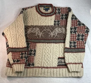 Vintage Eddie Bauer Wolle Rentier Hirsch Elch nordisch Patchwork Pullover Gr. 2X defekt - Bild 1 von 10