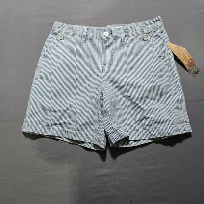 Lauren Jeans Ralph Lauren Striped Sailor Shorts Button Accents Blue White 6 - Image 1 of 4