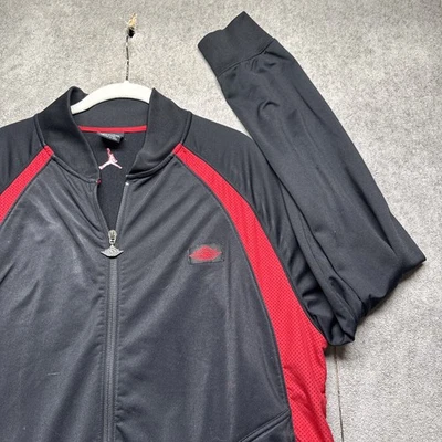 Air Jordan Nike Warm Up Track Jacket Black Red Trim Zip Front Men’s XL - Image 1 of 4