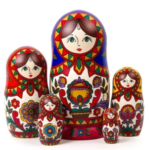 Traditionelle nordrussische Holzpuppe Matreshka Handarbeit Matroschka 7 Zoll - Bild 1 von 7