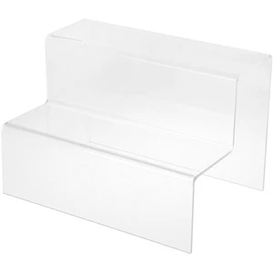 Plymor Clear Acrylic 2-Step Solid Back Display Stairs, 6.125" H x 9" W x 6.25" D - Picture 1 of 2