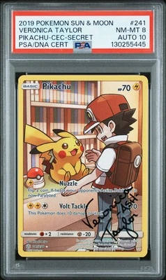 Pikachu Cosmic Eclipse Secret Signed by Veronica Taylor PSA 8 Auto 10 Gem Mint - Image 1 of 2