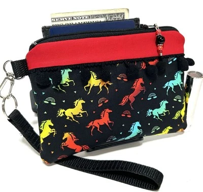 Радуга-жеребец-лошади-ручной работы-деньги-монета-ID-CreditCard-браслет-кошелек-мешочек - Изображение 1 из 4