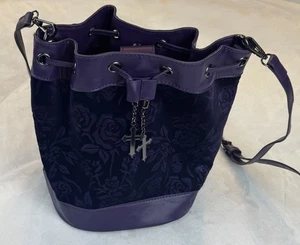 Bolso Bandolera Bolso Cubo Killstar At Nightfall Ciruela Púrpura Terciopelo Cartera Calavera Gótico - Imagen 1 de 21