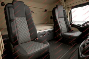 2x Coprisedile Grigio Camion 1+1 Ecopelle Imbottita Lusso per Actros MP4 '15-'21 - Foto 1 di 6