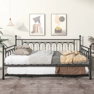 Twin Daybed with Trundle,Day Bed with Trundle Bed Twin,Pop - Image 1 of 4