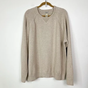 NWT L.L. Bean Wicked Soft Cotton Cashmere Crew Neck Sweater Mens XXL New Khaki - Picture 1 of 9