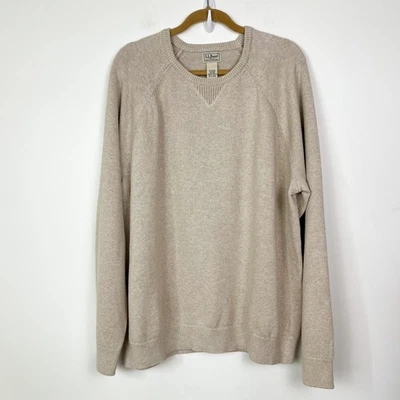 NWT L.L. Bean Wicked Soft Cotton Cashmere Crew Neck Sweater Mens XXL New Khaki - Image 1 of 4