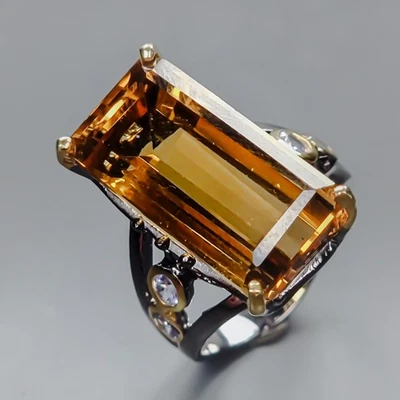 Jewellery 15ct+ Natural Citrine Quartz Ring 925 Sterling Silver Size 8 /R434196 Foto 1 de 4