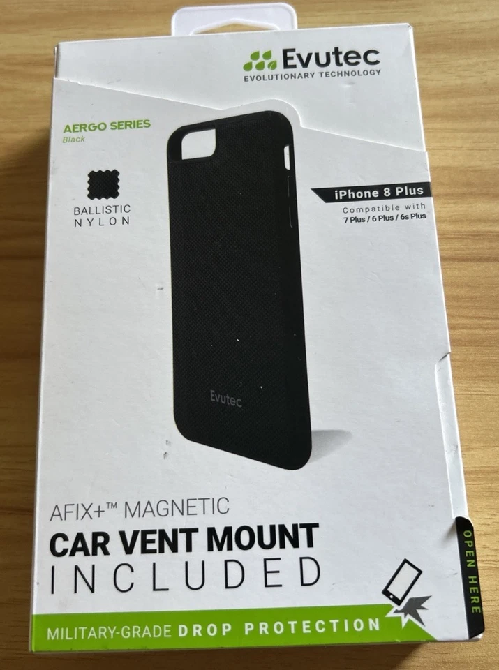 Evutec iPhone 8 Plus/7 Plus Case Nylon Ballistic Black Afix Vent Mount Included