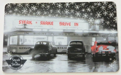 Steak 'n Shake Gift Card - Christmas Snow, Classic Cars, Foil Accents - No Value - Image 1 of 2