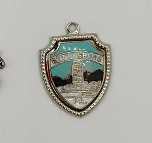 Vtg Gettysburg PA Hard Enamel Sterling Silver Travel Shield Charm - Picture 1 of 5