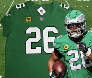 Maglia Elite Medium 40 Gold NFL Shield Barkley #26 Vapor FUSE Kelly Green Eagles - Foto 1 di 18
