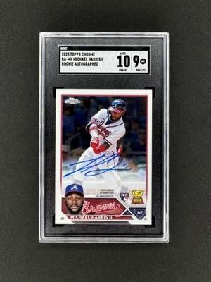 2023 Michael Harris Topps Chrome Rookie Auto SGC 9 Auto 10 - Image 1 of 2