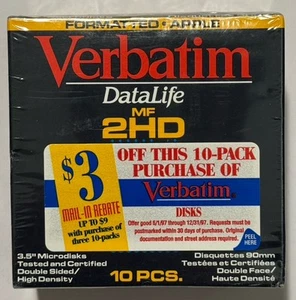 Apple Formatted Verbatim MF2HD 3.5" 1.4MB Floppy Diskettes 10pcs Box SEALED - Afbeelding 1 van 6